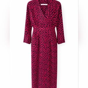 Zara Pink Polka Dot Vintage Retro Double Slit Maxi Dress XS